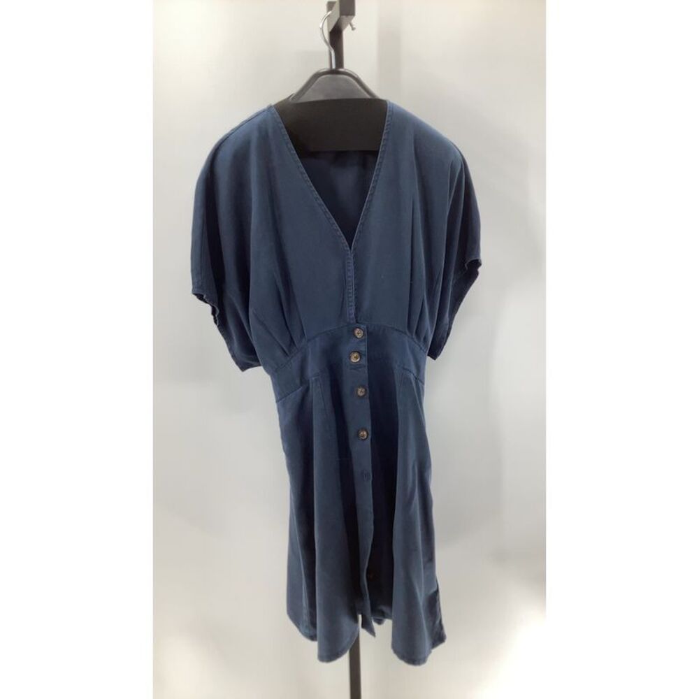 Quince Navy Blue Button-Down Dress